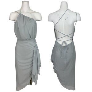 Revolve Michael Costello Alice Dress M Baby Blue One Shoulder